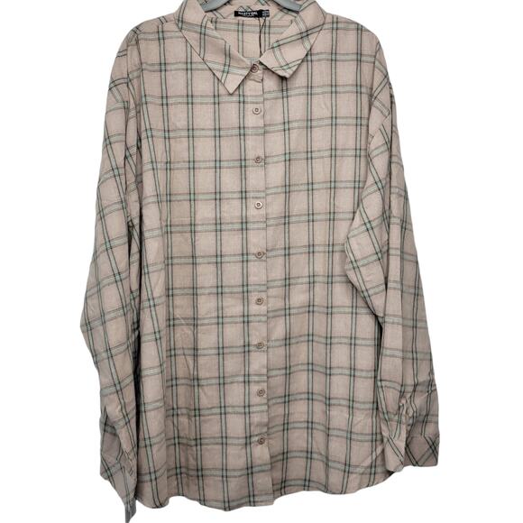 Nasty Gal Tops - Nasty Gal Collection Oversized Plaid Check Woven Button Down Shirt Women Sz 20